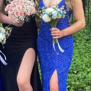 Prom/Ball Dress - Royal Blue Fully Beaded Size 4